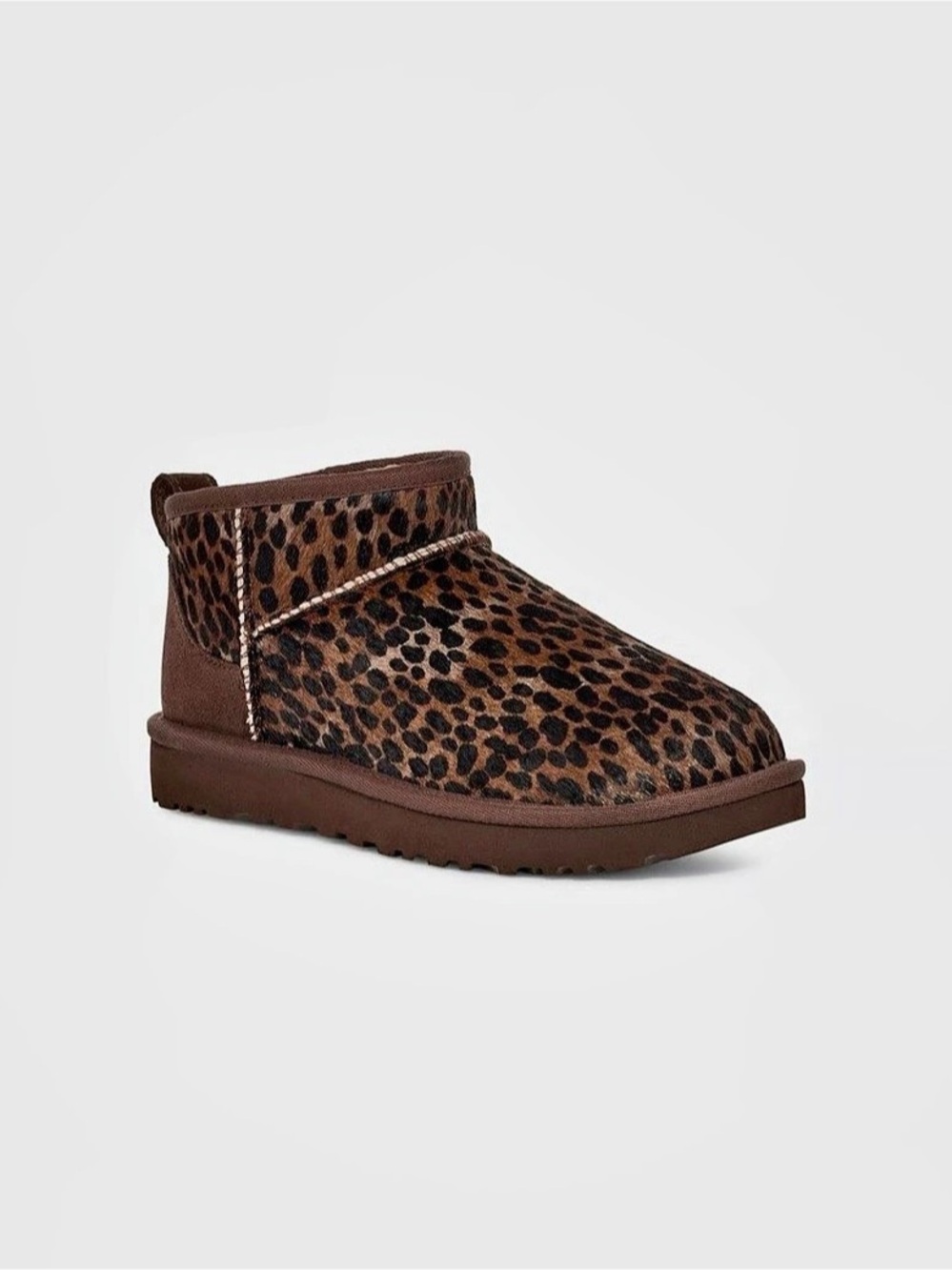 UGG Classic Ultra Mini Caspian Leopard Print Ankle Boots Size 10